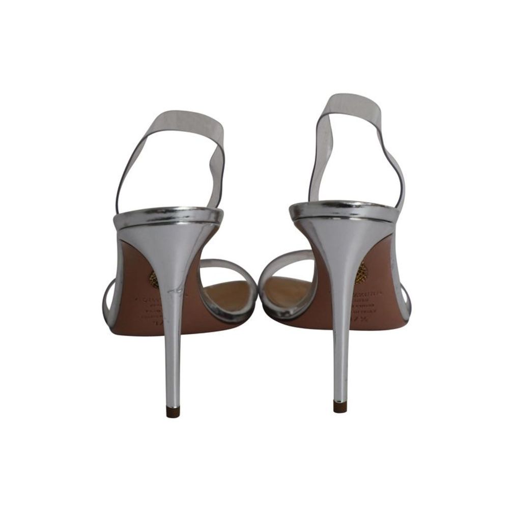Pre Loved Aquazzura So Nude 105 Slingback Sandals in Silver PVC - Picture 4 of 9